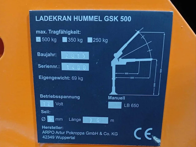 2015 hummel gsk 500 mobiele kraan - afbeelding 9 van  9