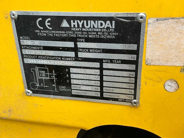 2015 hyundai 30d-7e vorkheftruck - afbeelding 2 van  7