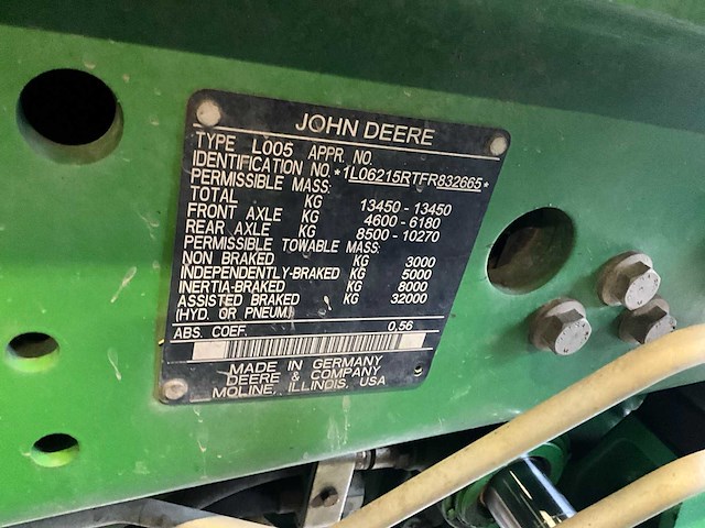 2015 john deere 6215r vierwielaangedreven landbouwtractor - afbeelding 21 van  28