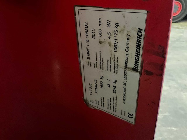 2015 jungheinrich etv216 reach truck (66015-77) - afbeelding 12 van  14