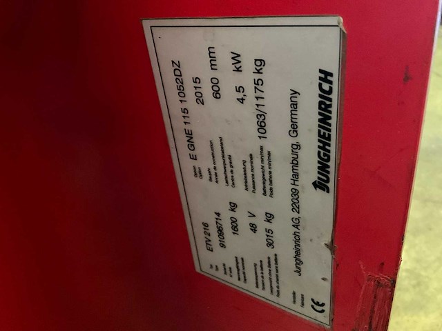 2015 jungheinrich etv216 reach truck (66015-79) - afbeelding 14 van  15