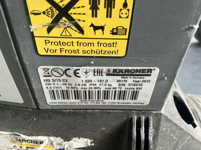 2015 kärcher hd 5/15 cx hogedrukreiniger - afbeelding 6 van  6