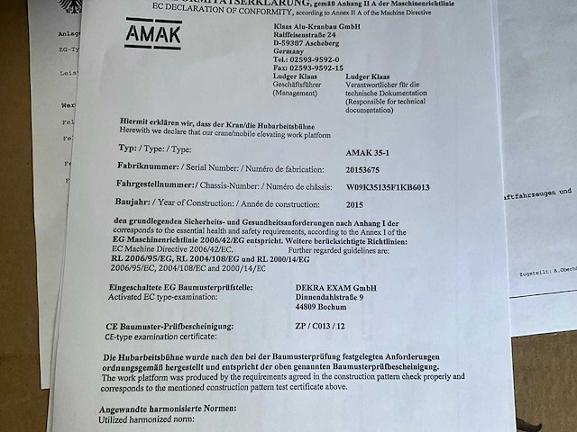 2015 klaas amak 35-1 dakdekkersbouwkraan - afbeelding 69 van  71