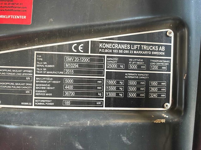 2015 konecranes-smv smv20-1200c vorkheftruck - afbeelding 15 van  24