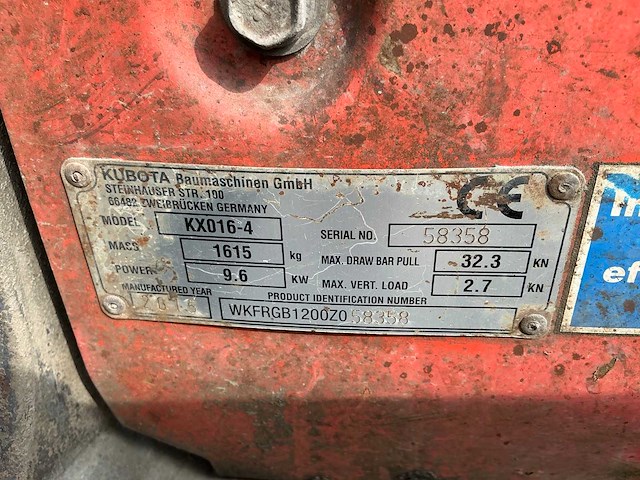 2015 kubota kx016-4 minigraafmachine - afbeelding 11 van  25