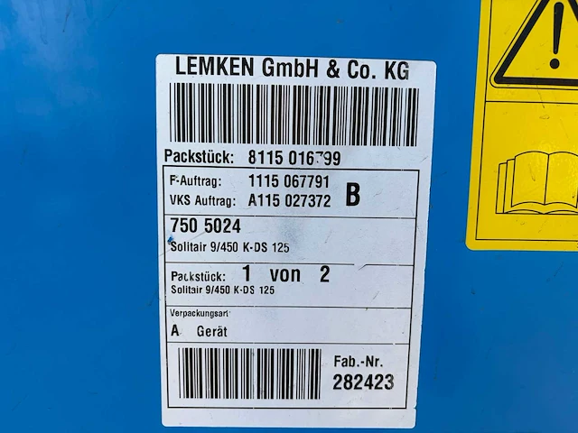 2015 lemken solitair 9/450 k ds 125 - (zirkon 12k) precisiezaaimachine - afbeelding 10 van  21