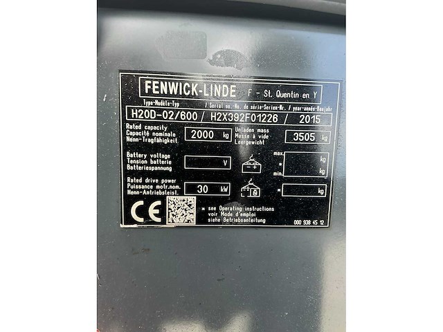 2015 linde h20d vorkheftruck - afbeelding 67 van  76