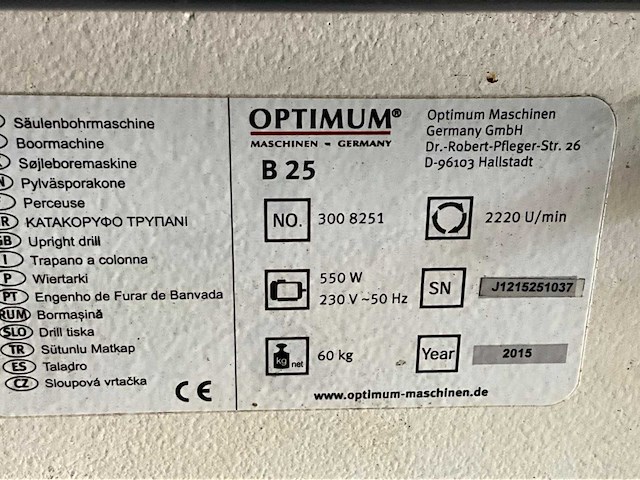 2015 optimum b25 kolomboormachine - afbeelding 5 van  5