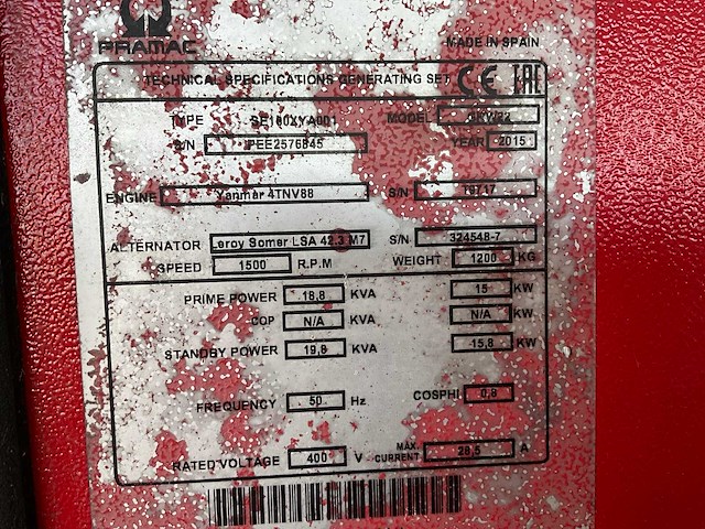 2015 pramac gkw22 generator - afbeelding 7 van  14