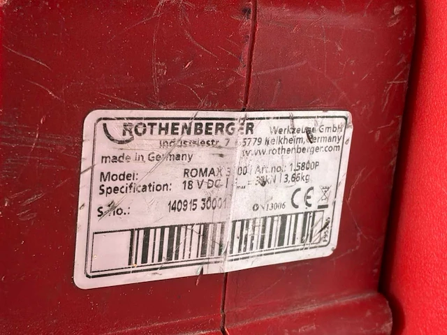2015 rothenberger romax 3000 persmachine - accu - afbeelding 4 van  5