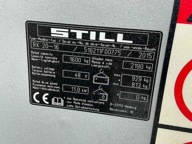 2015 still rx20-16 vorkheftruck - afbeelding 7 van  15