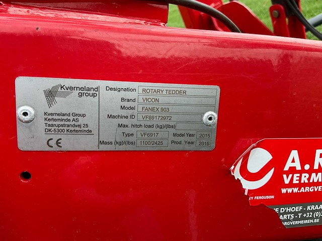 2015 vicon fanex 903 grasoogstmachine - afbeelding 7 van  18