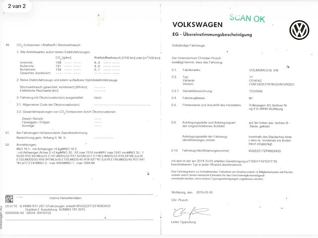 2015 volkswagen touran personenauto - afbeelding 23 van  23