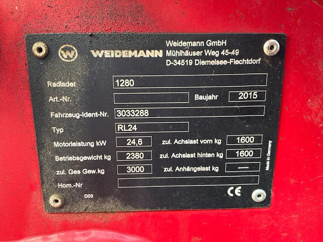 2015 weideman rl24 kniklader - afbeelding 16 van  23