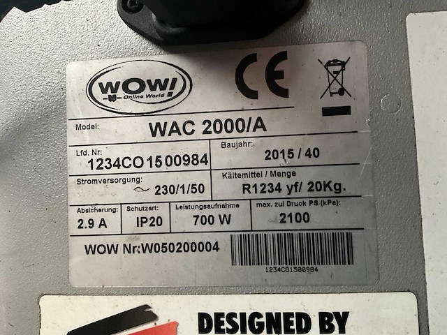 2015 würth wow! wac 2000/a service-eenheid airco - afbeelding 8 van  9