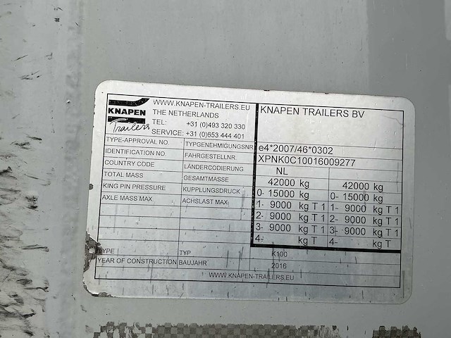 2016 - knapen trailers - walking floor - afbeelding 10 van  12