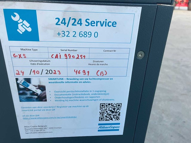 2016 atlas coco gx5 ep schroefluchtcompressor - afbeelding 10 van  12