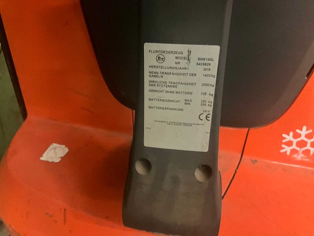 2016 bt staxio swe140l elektrische stapelaar - afbeelding 4 van  6