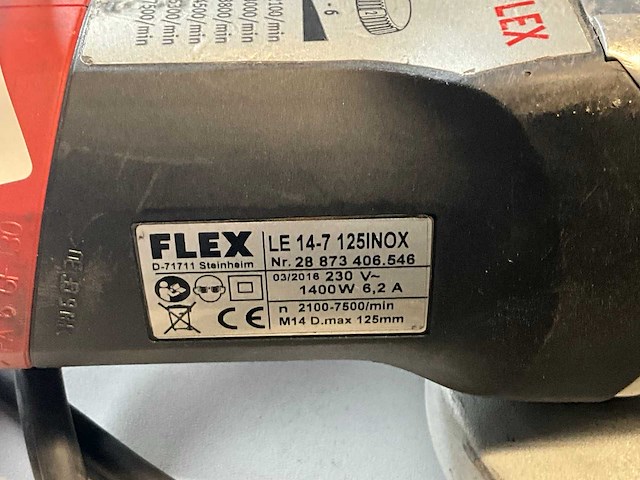 2016 flex le 14-7 125inox haakse slijpmachine - afbeelding 2 van  3