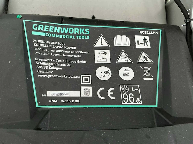 2016 greenworks gc82lm51 mulcher accu grasmaaier - afbeelding 4 van  5