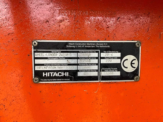 2016 hitachi zw310-5b shovel - afbeelding 9 van  44