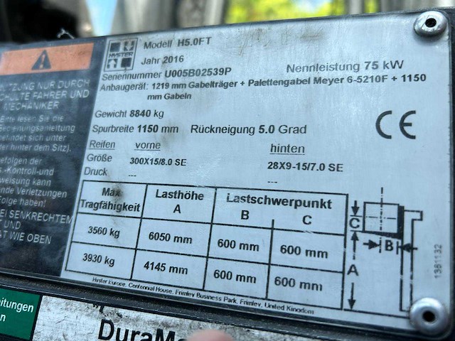 2016 hyster h5.0 ft heftruck - afbeelding 4 van  10
