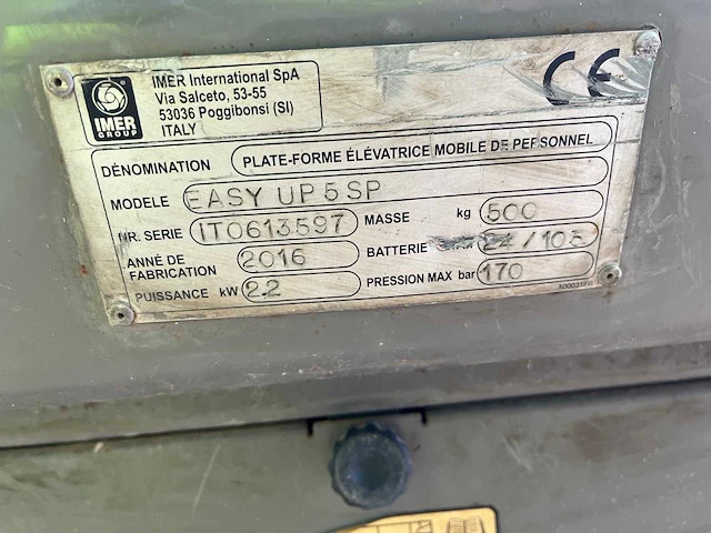 2016 imer easy up 5 sp elektrische schaarlift imer easy up 5 sp – 2016 - afbeelding 10 van  11