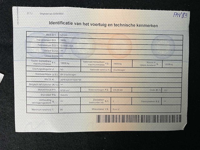 2016 iveco ig190el2ca vrachtwagen - afbeelding 36 van  36