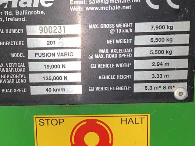 2016 mchale fusion 3 vario baler - afbeelding 9 van  9