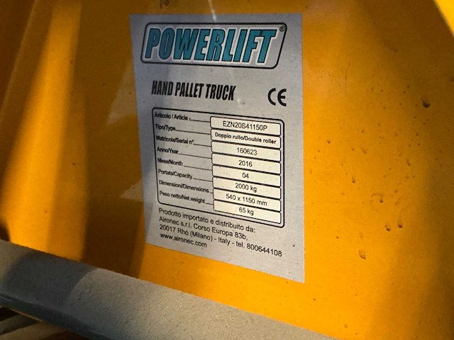 2016 powerlift ezn20s41150p hand hydraulische palletwagen - afbeelding 6 van  6