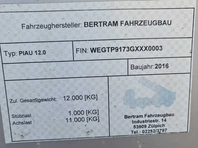 2016 rolf betram aanhangwagen - afbeelding 7 van  15