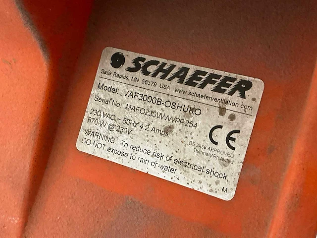 2016 schaefer ventilation americ vaf-3000 afzuiginstallatie 3.400m³/uur - afbeelding 4 van  5