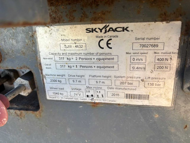 2016 skyjack sjiii 4632 hoogwerker - functioneel - afbeelding 5 van  8