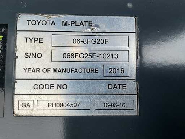 2016 toyota 06-8fg20f heftruck - afbeelding 27 van  34