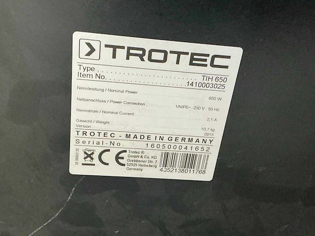 2016 trotec tih 650 muurdroger infrarood - afbeelding 3 van  4