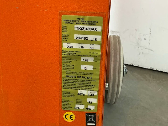 2016 trotec ttk 400 bouwdroger 75l - afbeelding 3 van  5
