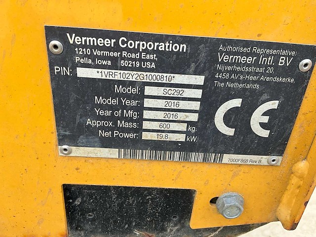 2016 vermeer sc292 stobbenfrees - afbeelding 20 van  21