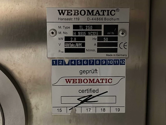 2016 webomatic tl250 vacuümmachine - afbeelding 8 van  8