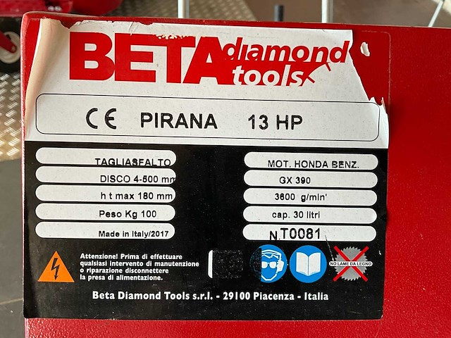2017 beta diamond tools pirana betonzaag / vloerzaag - functioneel - afbeelding 5 van  11