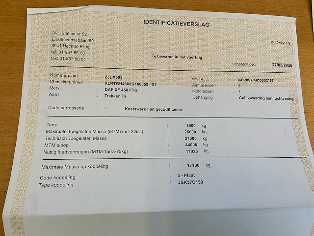 2017 daf xf 460 ftg vrachtwagen - afbeelding 22 van  33