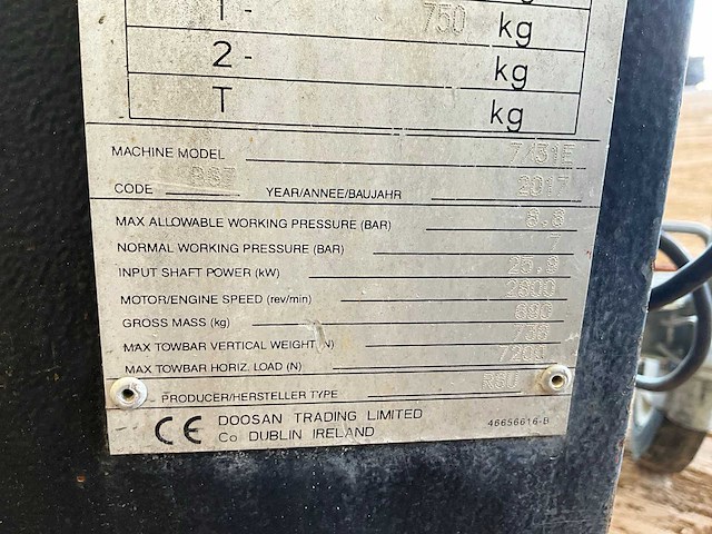 2017 doosan 7/31e mobiele compressor - afbeelding 8 van  9