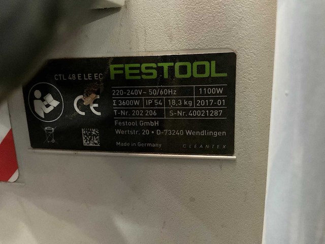 2017 festool ctl 48 e le ec mobiele industriële stofzuiger - afbeelding 7 van  7