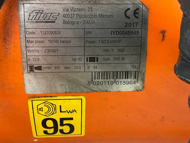2017 fiac fv 304-20 compressor 400/20l - afbeelding 7 van  8
