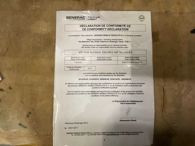 2017 generac mobile products vt1 - super light generac torenlicht vt1 – 9 m mobiele torenlicht – 4 x 1000 w - afbeelding 9 van  19