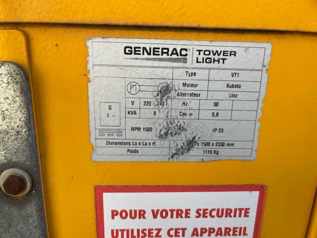 2017 generac mobile products vt1 - super light generac torenlicht vt1 – 9 m mobiele torenlicht – 4 x 1000 w - afbeelding 4 van  19