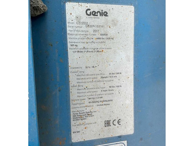 2017 genie gs-2032 hoogwerker - afbeelding 7 van  18