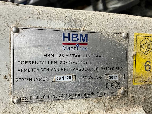 2017 hbm hbm 128 verticale bandzaagmachine - afbeelding 8 van  8