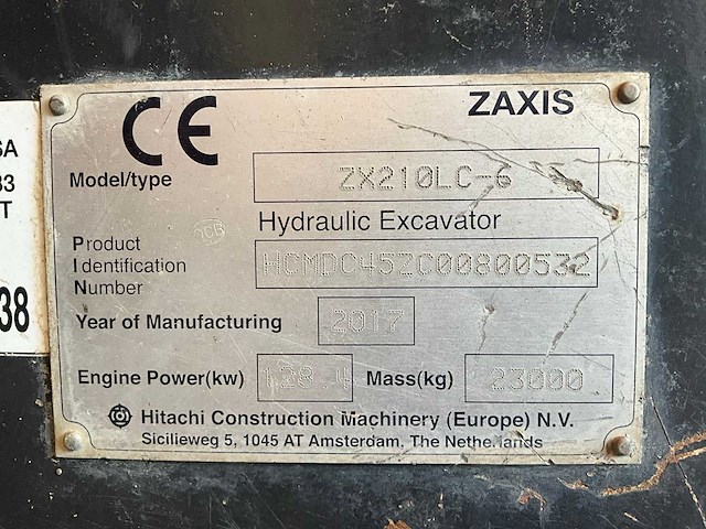 2017 hitachi zx210lc-6 rupsgraafmachine - afbeelding 6 van  23