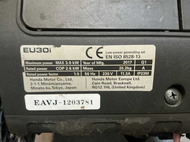 2017 honda eu30i stroomgenerator - afbeelding 2 van  5