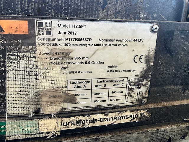 2017 hyster h2.5ft vorkheftruck - afbeelding 11 van  21